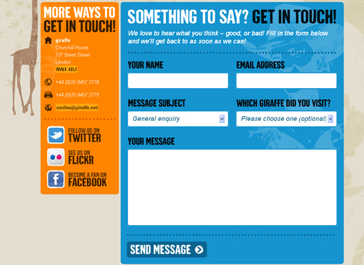 Contactform25 in Showcase of Creative (But Not Necessarily Usable) Contact Forms