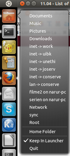 Ubuntu - добавление пунктов в подменю приложения при клике правой клавишей мыши