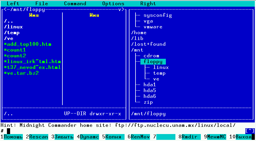 Программа Midnight Commander