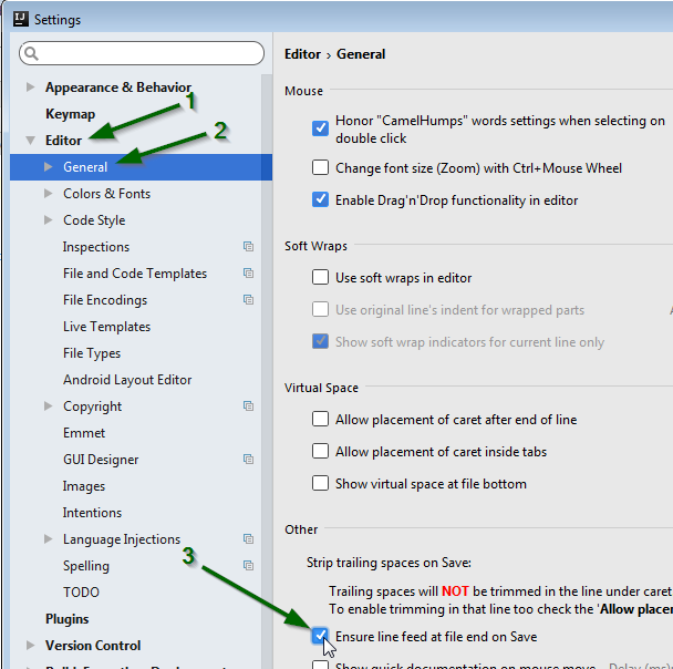 Editor > General > Ensure